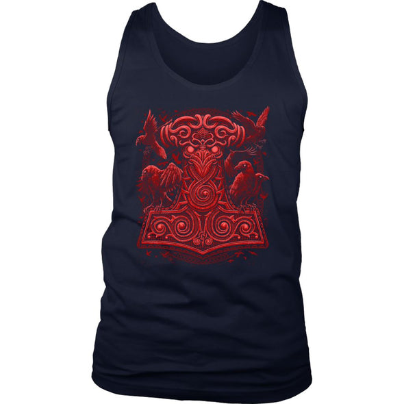 Thors Raven Hammer Red Mjölnir Tank TopT-shirtDistrict Mens TankNavyS