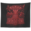 Thors Raven Hammer Red Mjölnir Wall TapestryTapestries60" x 50"