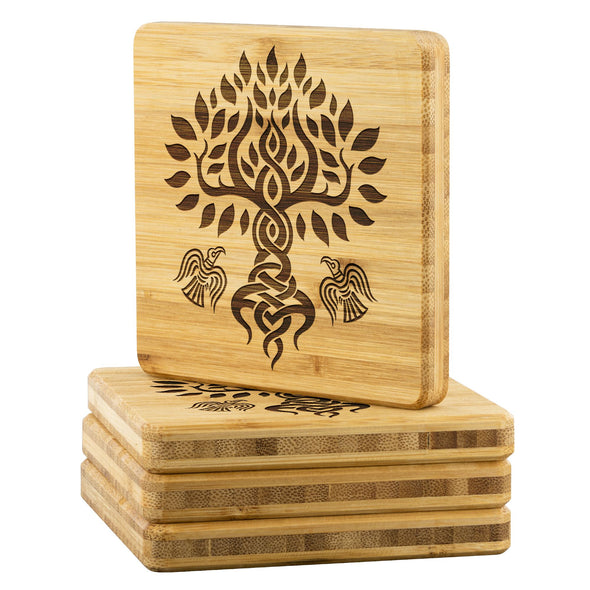 Tree of Life Raven Wood Coasters x4Coasters