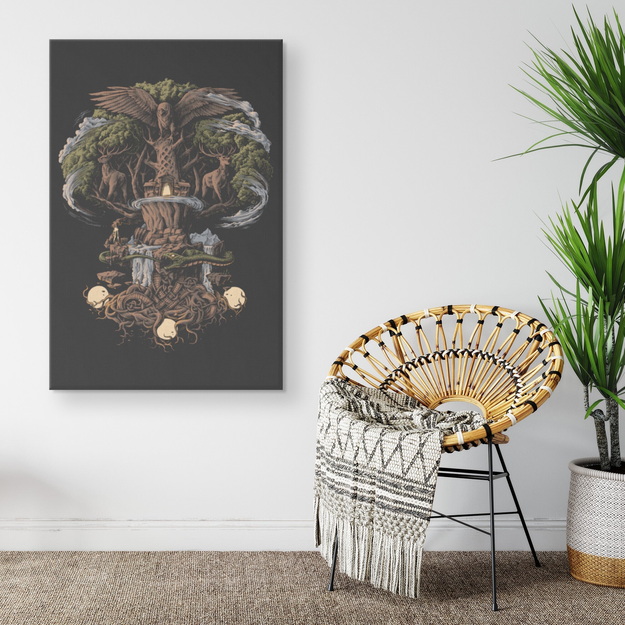 Tree of Life Yggdrasil Canvas Wall Art – Blue Pagan