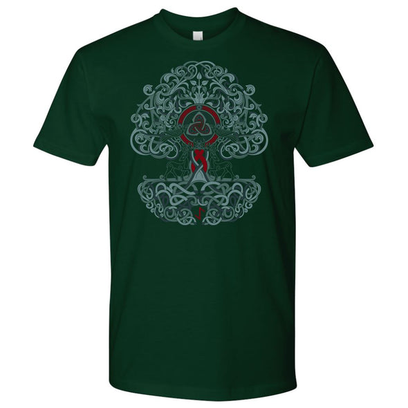 Tree of Life Yggdrasil Knotwork T-ShirtT-shirtNext Level Mens ShirtForest GreenS