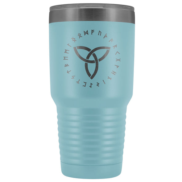 Triquetra Trinity Knot Runes 30oz Etched TumblerTumblersLight Blue