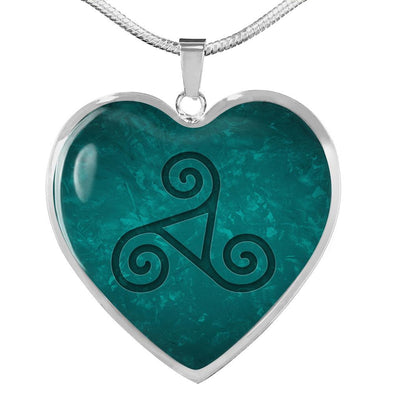 Triskele Teal Heart NecklaceJewelryLuxury Necklace (Silver)No