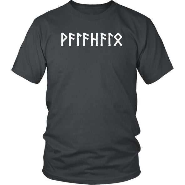 Valhalla Norse Elder Futhark Runes Cotton Viking T-ShirtT-shirtDistrict Unisex ShirtCharcoalS