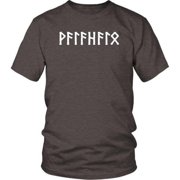 Valhalla Norse Elder Futhark Runes Cotton Viking T-ShirtT-shirtDistrict Unisex ShirtHeather BrownS