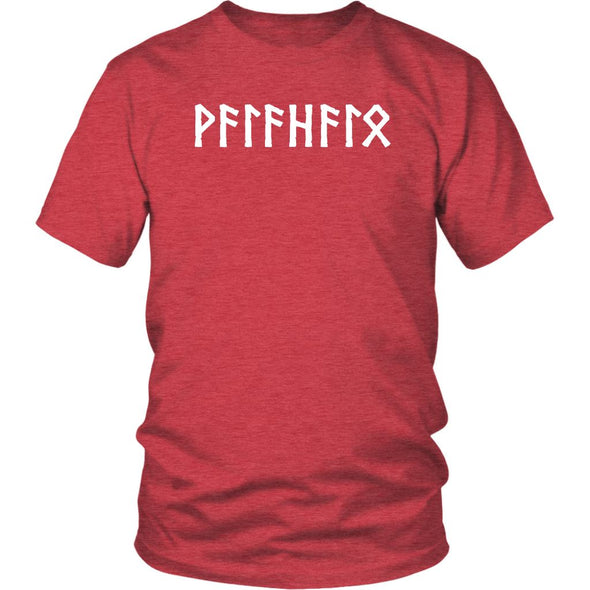 Valhalla Norse Elder Futhark Runes Cotton Viking T-ShirtT-shirtDistrict Unisex ShirtHeather RedS