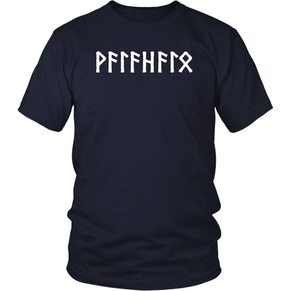 Valhalla Norse Elder Futhark Runes Cotton Viking T-ShirtT-shirtDistrict Unisex ShirtNavyS