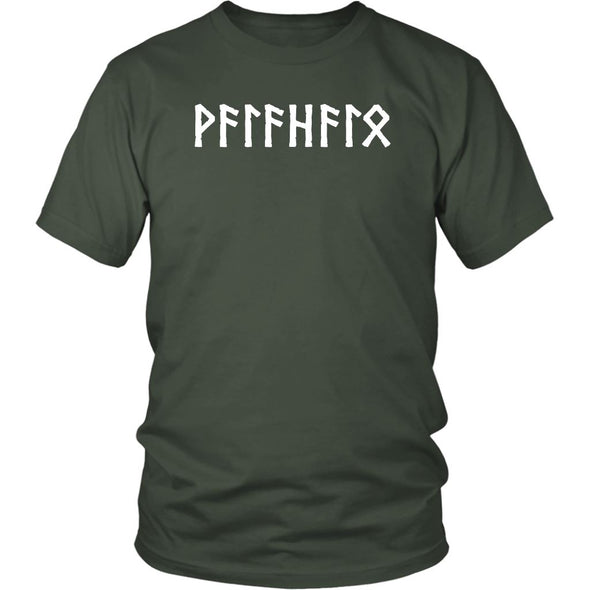 Valhalla Norse Elder Futhark Runes Cotton Viking T-ShirtT-shirtDistrict Unisex ShirtOliveS