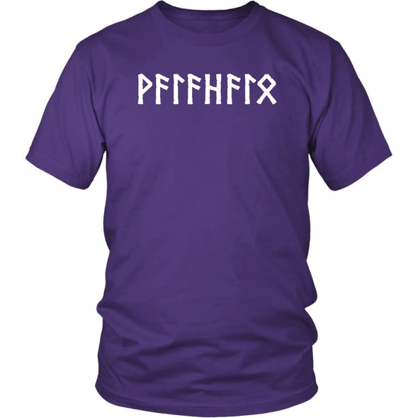 Valhalla Norse Elder Futhark Runes Cotton Viking T-ShirtT-shirtDistrict Unisex ShirtPurpleS