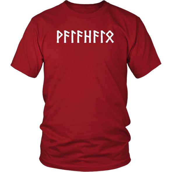 Valhalla Norse Elder Futhark Runes Cotton Viking T-ShirtT-shirtDistrict Unisex ShirtRedS