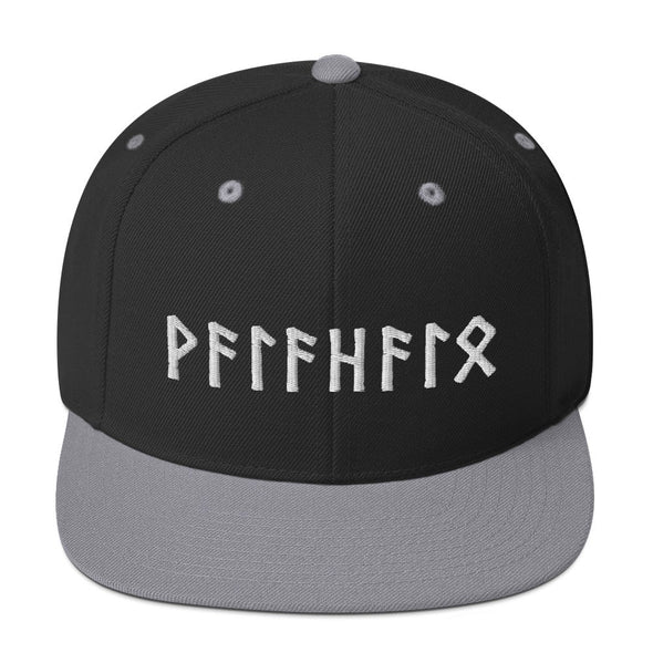 Valhalla Norse Elder Futhark Runes Viking Style Snapback CapBlack/ Silver