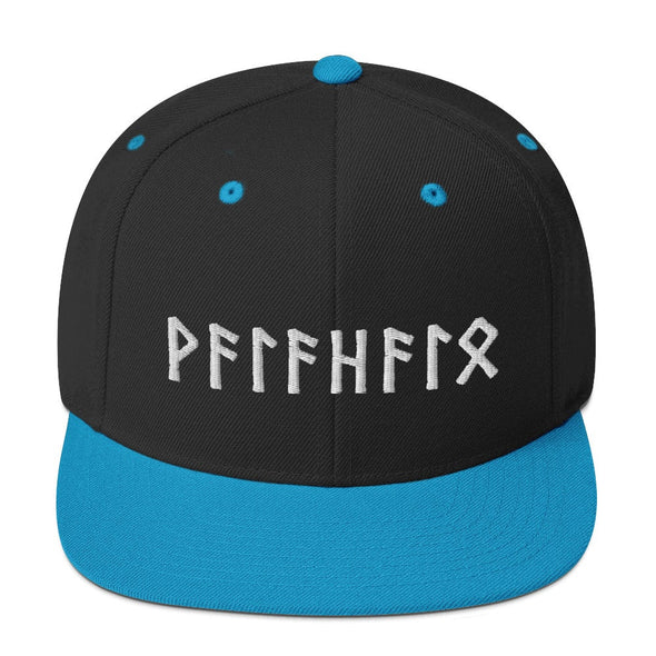 Valhalla Norse Elder Futhark Runes Viking Style Snapback CapBlack/ Teal