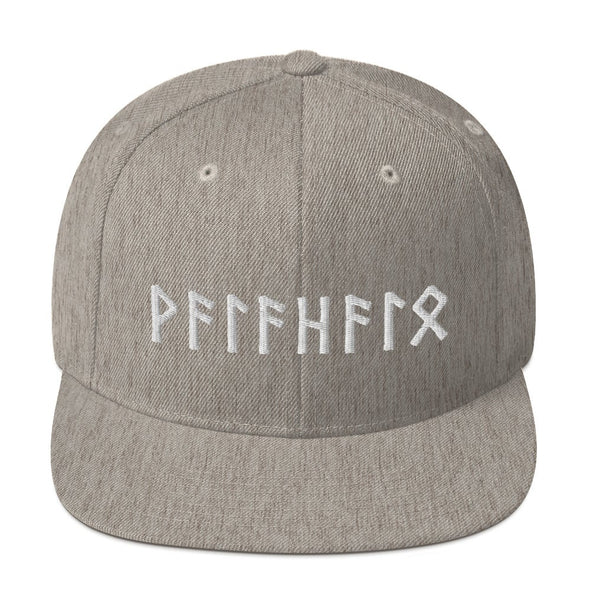 Valhalla Norse Elder Futhark Runes Viking Style Snapback CapHeather Grey