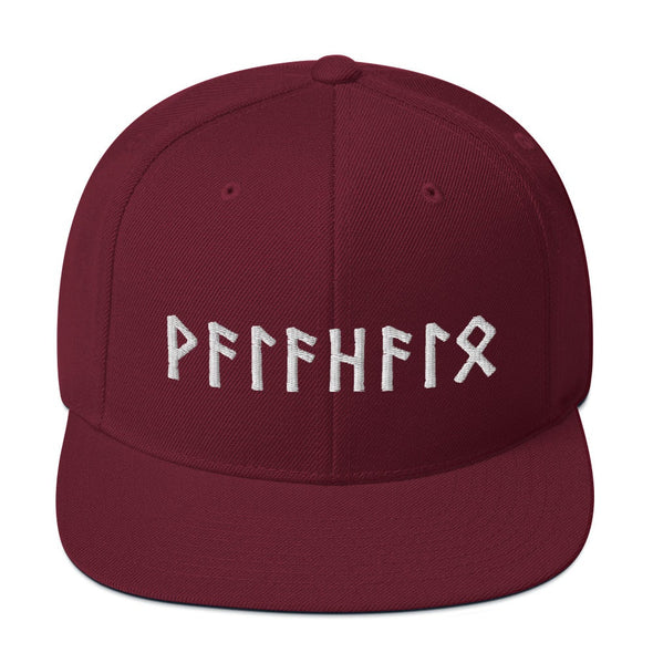 Valhalla Norse Elder Futhark Runes Viking Style Snapback CapMaroon