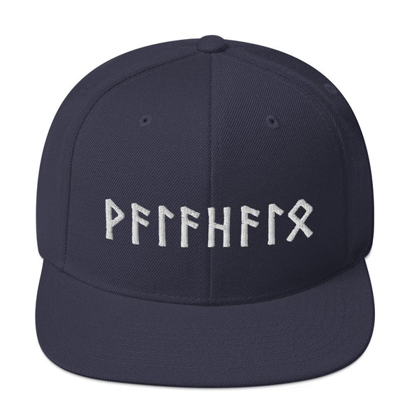 Valhalla Norse Elder Futhark Runes Viking Style Snapback CapNavy