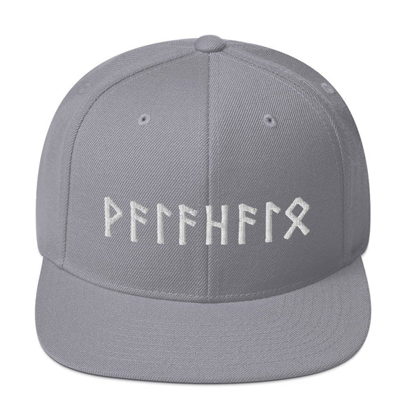 Valhalla Norse Elder Futhark Runes Viking Style Snapback CapSilver