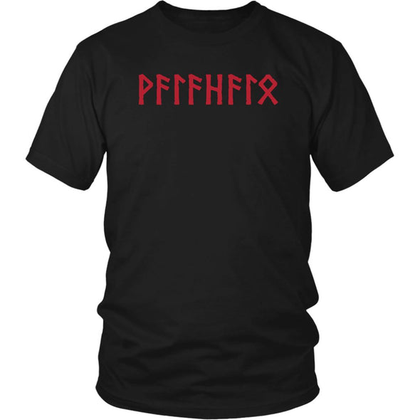 Valhalla Norse Red Elder Futhark Runes Cotton Viking T-ShirtT-shirtDistrict Unisex ShirtBlackS