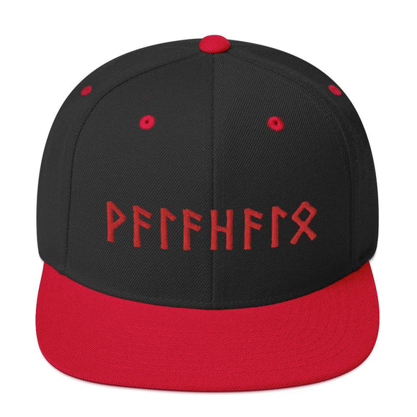 Valhalla Norse Red Elder Futhark Runes Viking Style Snapback CapBlack/ Red