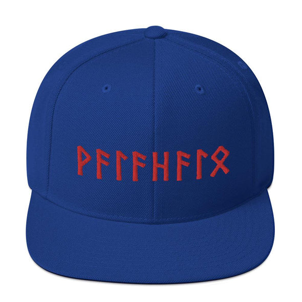 Valhalla Norse Red Elder Futhark Runes Viking Style Snapback CapRoyal Blue