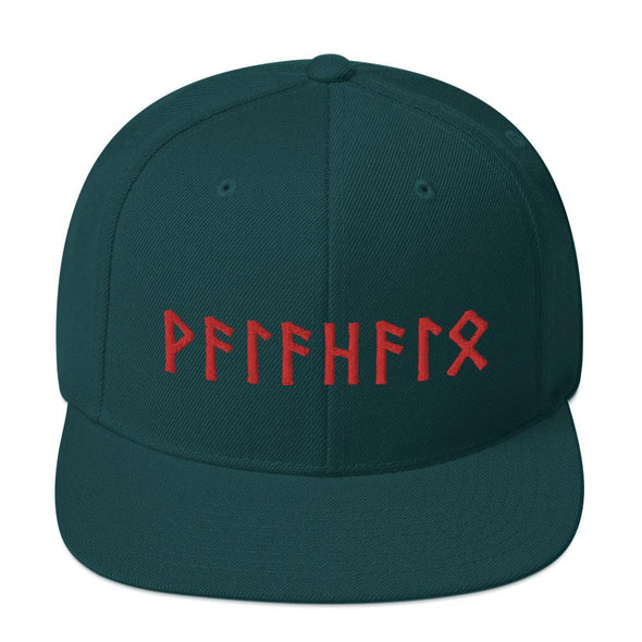 Valhalla Norse Red Elder Futhark Runes Viking Style Snapback CapSpruce