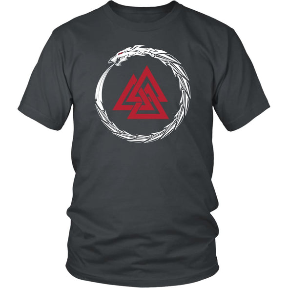 Valknut Norse Dragon Cotton T-ShirtT-shirtDistrict Unisex ShirtCharcoalS