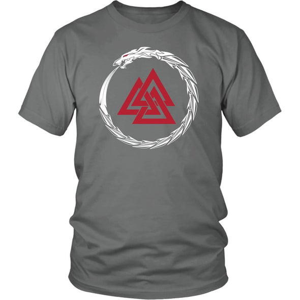 Valknut Norse Dragon Cotton T-ShirtT-shirtDistrict Unisex ShirtGreyS