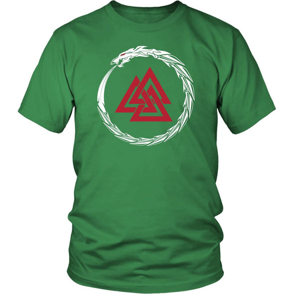 Valknut Norse Dragon Cotton T-ShirtT-shirtDistrict Unisex ShirtKelly GreenS