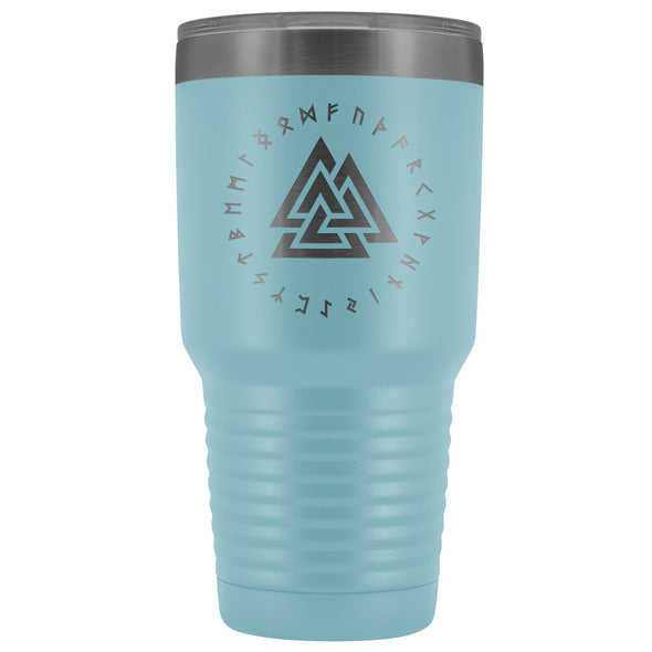 Valknut Norse Viking Runes Etched Tumbler 30ozTumblersLight Blue