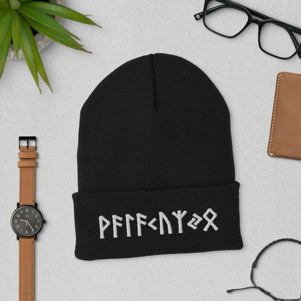 Valkyrie Elder Futhark Runes Cuffed Beanie