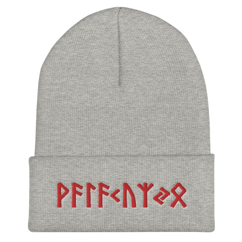 Valkyrie Norse Elder Futhark Rues Cuffed Beanie – Blue Pagan