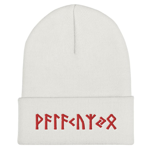 Valkyrie Norse Elder Futhark Rues Cuffed BeanieWhite