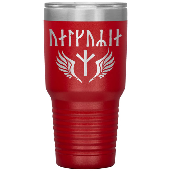 Valkyrie Norse Runes Algiz Etched Tumbler 30ozTumblersRed