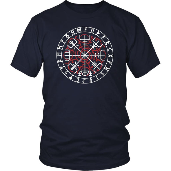 Vegvisir Compass Norse Futhark Runes Cotton T-ShirtT-shirtDistrict Unisex ShirtNavyS