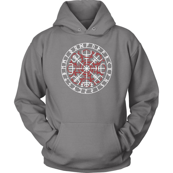 Vegvisir Compass Norse Futhark Runes HoodieT-shirtUnisex HoodieGreyS