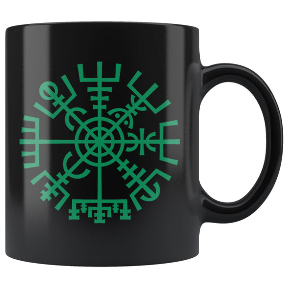 Vegvisir Norse Compass Symbol Black Ceramic Coffee Mug 11ozDrinkwareGreen