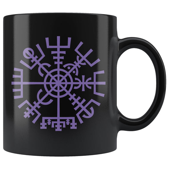 Vegvisir Norse Compass Symbol Black Ceramic Coffee Mug 11ozDrinkwarePurple