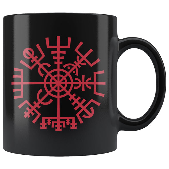 Vegvisir Norse Compass Symbol Black Ceramic Coffee Mug 11ozDrinkwareRed