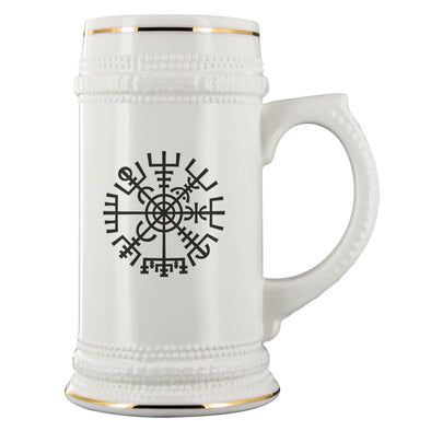Vegvisir Norse Compass Symbol Ceramic Beer SteinDrinkwareBlack Design