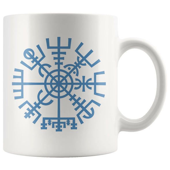 Vegvisir Norse Compass Symbol White Ceramic Coffee Mug 11ozDrinkwareBlue Design