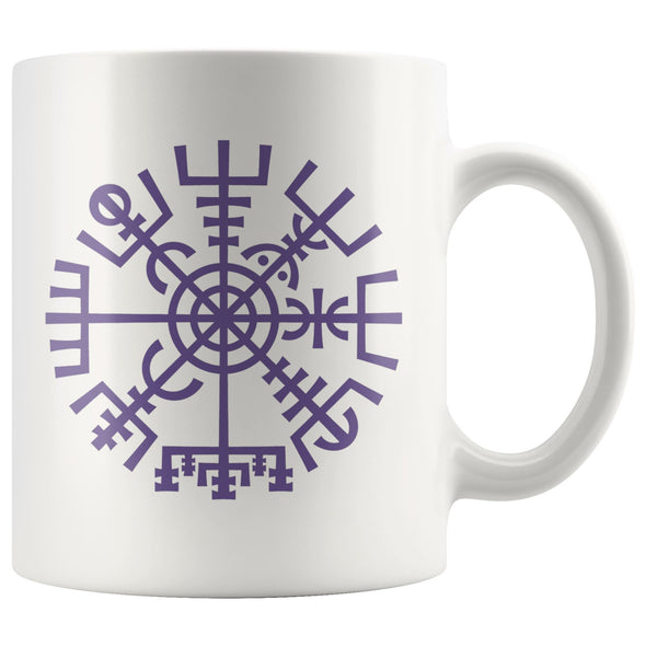 Vegvisir Norse Compass Symbol White Ceramic Coffee Mug 11ozDrinkwarePurple Design