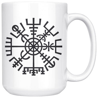 Vegvisir Norse Compass Symbol White Ceramic Coffee Mug 15ozDrinkwareBlack Design