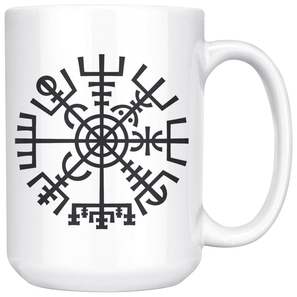 Vegvisir Norse Compass Symbol White Ceramic Coffee Mug 15ozDrinkwareBlack Design