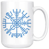 Vegvisir Norse Compass Symbol White Ceramic Coffee Mug 15ozDrinkwareBlue Design