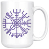 Vegvisir Norse Compass Symbol White Ceramic Coffee Mug 15ozDrinkwarePurple Design