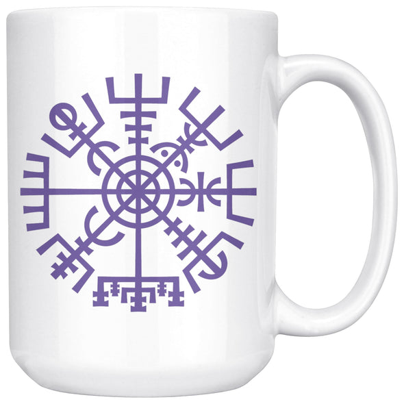 Vegvisir Norse Compass Symbol White Ceramic Coffee Mug 15ozDrinkwarePurple Design