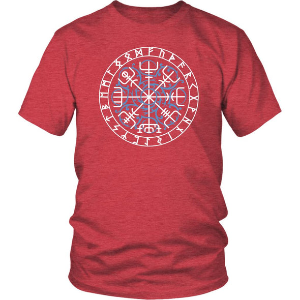 Vegvisir Norse Futhark Runes Cotton T-ShirtT-shirtDistrict Unisex ShirtHeather RedS