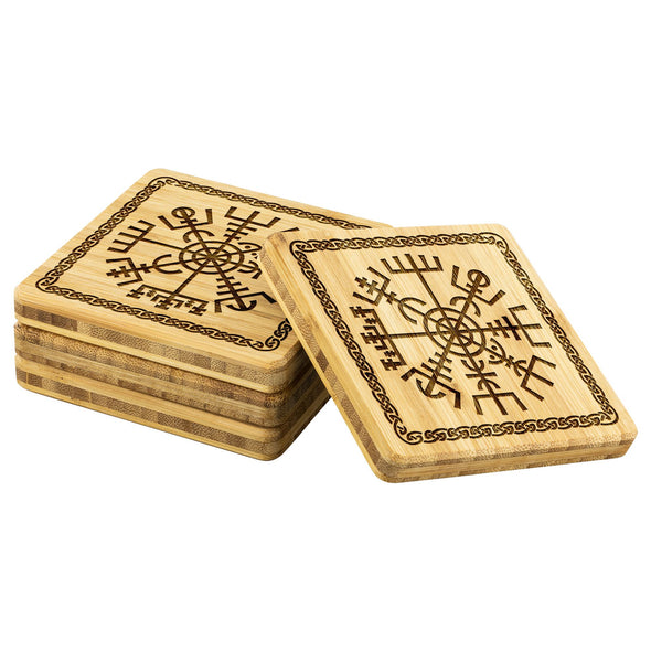 Vegvisir Norse Knotwork Wood Coasters x4Coasters