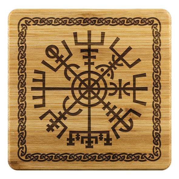 Vegvisir Norse Knotwork Wood Coasters x4CoastersBamboo Coaster - 4pc