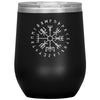 Vegvisir Norse Viking Compass Elder Futhark Runes Etched Tumbler 12ozWine TumblerBlack