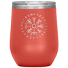 Vegvisir Norse Viking Compass Elder Futhark Runes Etched Tumbler 12ozWine TumblerCoral